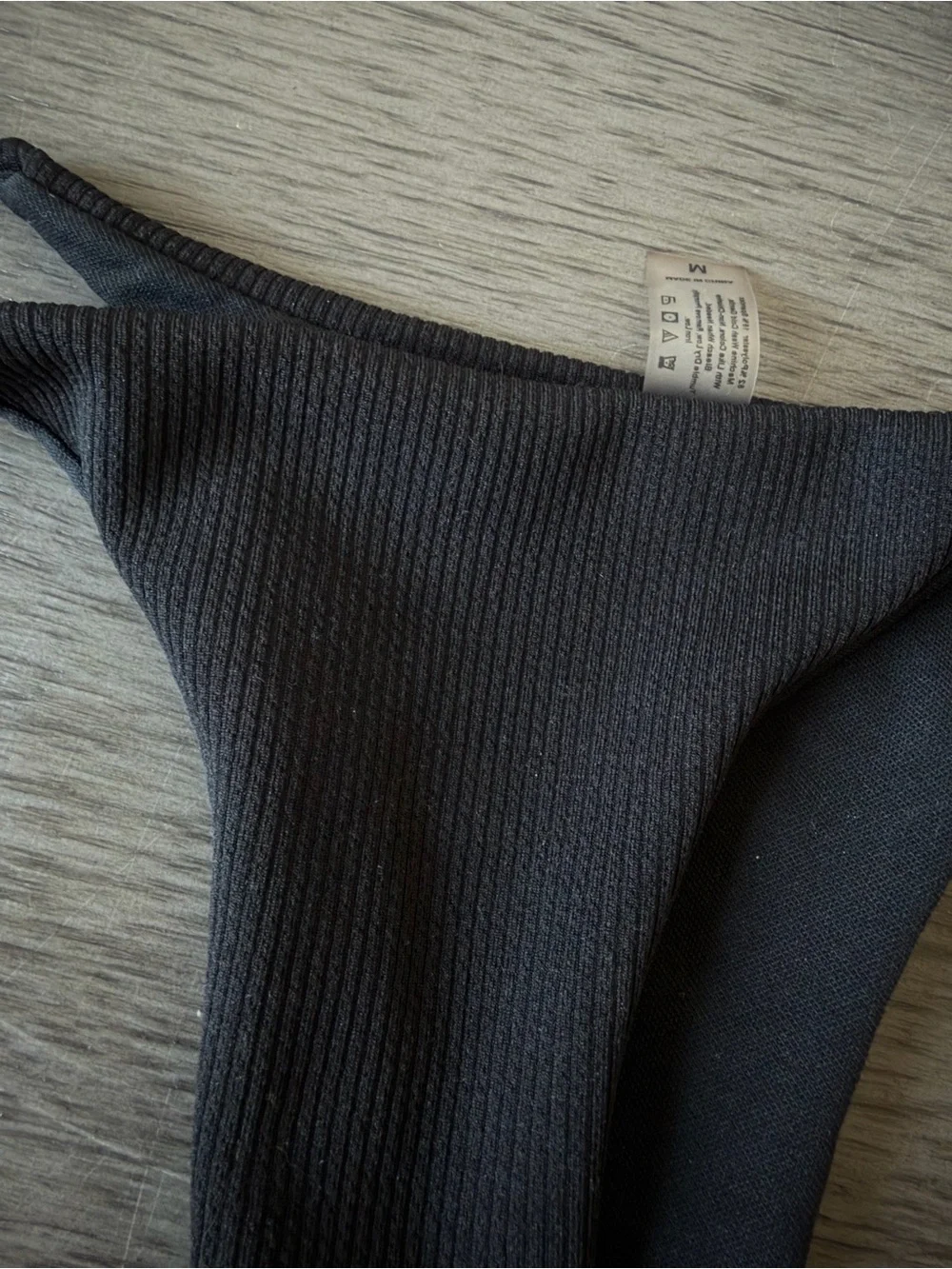 Black Ribbed Bikini Thong